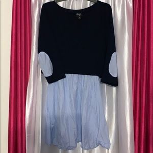 Blue Dress with Pinstripe Elbow Patch and Bottom